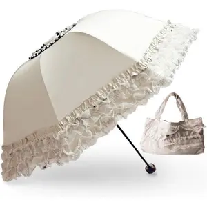 Lace Windproof Folding Sunny and Rainy Umbrella Ultraviolet-Proof Anti Sun UV Protection Parasol Umbrella
