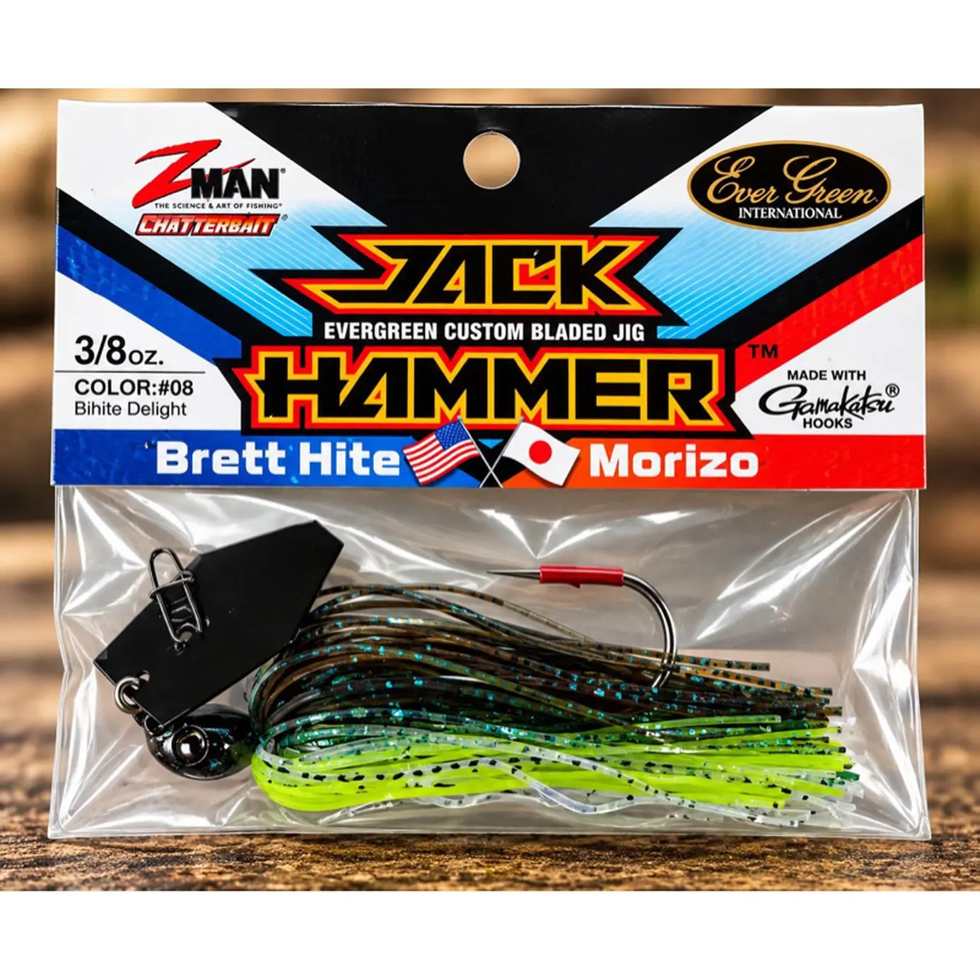 Z-Man ChatterBait Jack Hammer 3/8 oz. #08 B Hite Delight Premium Bass Fishing Lure with Gamakatsu Hook and Silicone Skirt