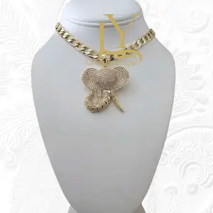 LaYaiBoutique #1585 Large Elephant Necklace and Pendant 14k Gold Overlay High Quality