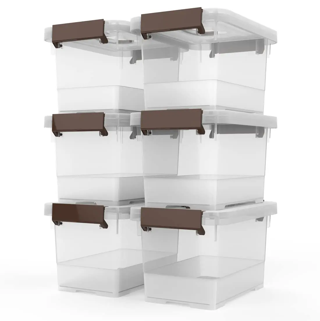Clear Storage Latch Box, 6 Pack Storage Organizer Bins with Latching Handle and Lids, 3.5 Quart