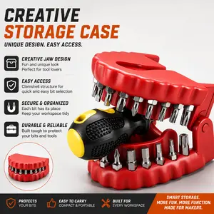 28-Piece CR-V Magnetic Ratchet Screwdriver Bit Set with Monster Mouth Storage Case – Compact Hand Tool Kit for Home DIY, Car Repair & Everyday Fixes, Great Gift for Men