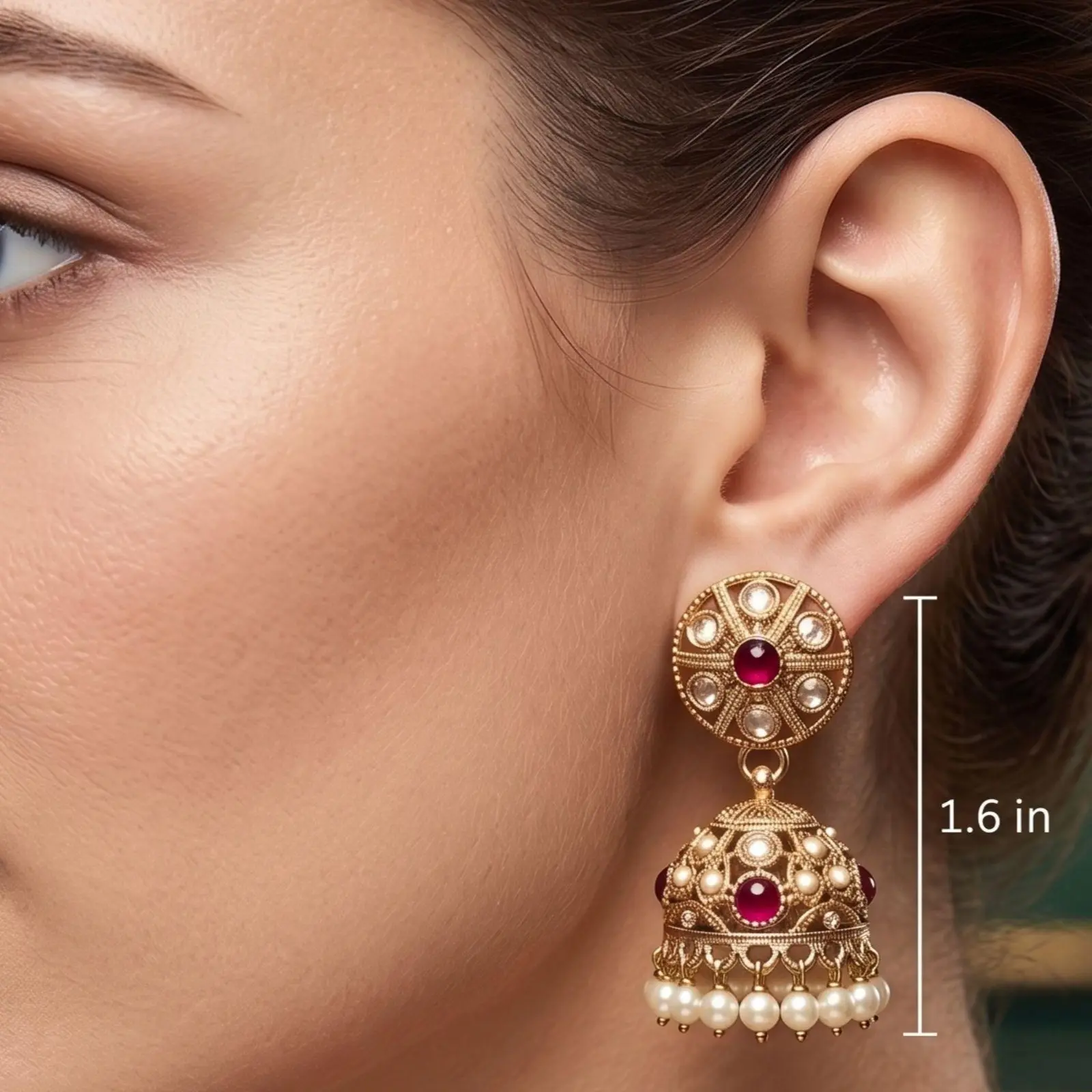 Unique Polki Jhumki Earrings  | Indian Pearl Jhumka | Punjabi Style Jewelry