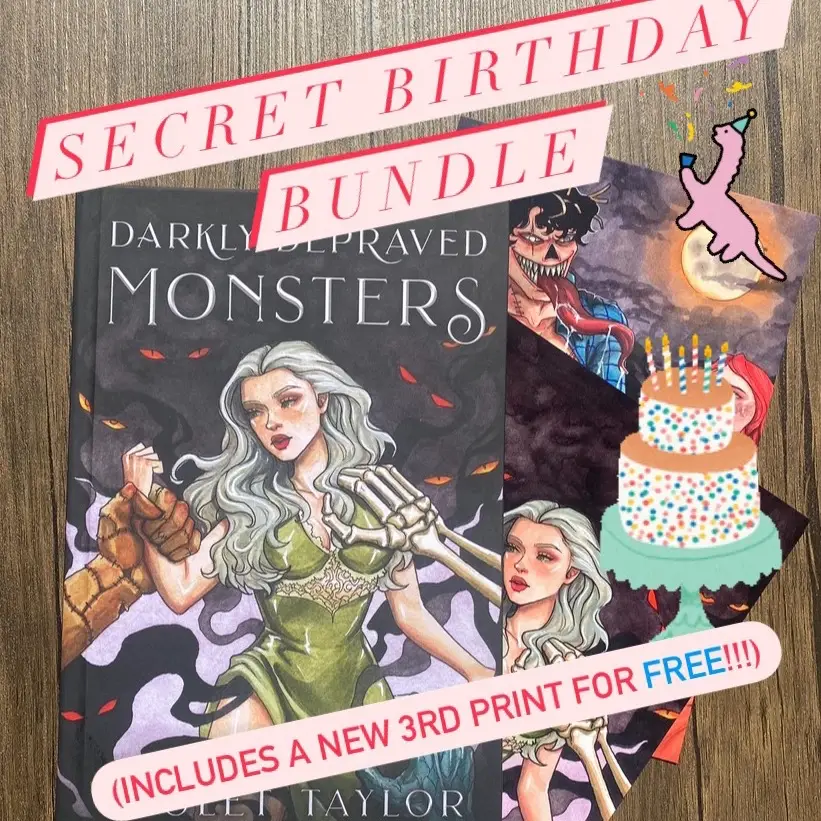 SECRET BIRTHDAY BUNDLE!! Darkly Depraved Monsters + SFW/NSFW Print Bundle by Violet Taylor (Signed Copy 6x9 Monster Romance Art Prints 6 Novellas in O