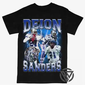 Deion Sanders T-shirt For Men Women, For Fans Unisex Casual Streetswear Top Dallas Cowboys Football