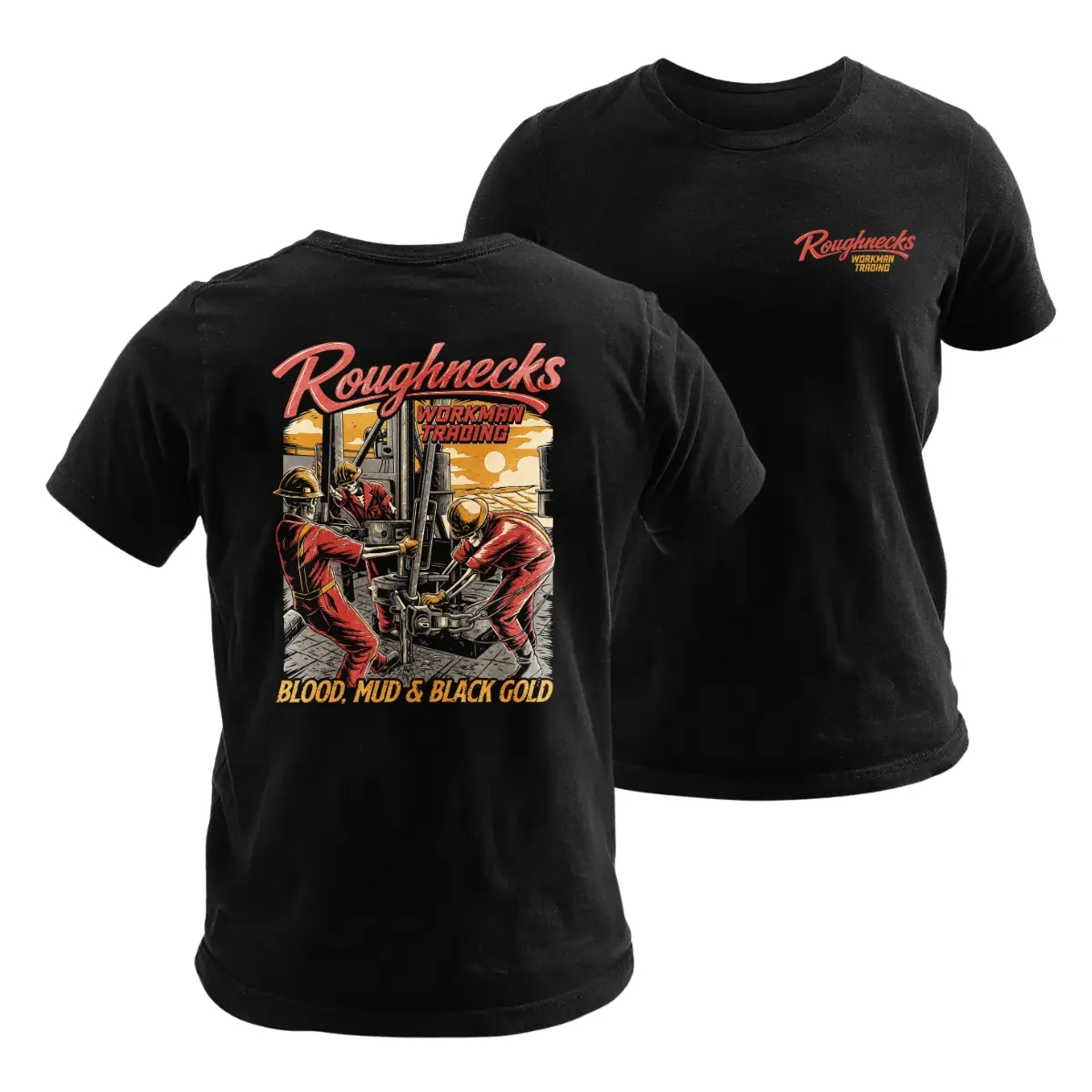 Roughnecks Oilfield Worker Shirt Drilling Rig Graphic Tee Blue Collar Oil Gas Humor T Shirt Workman Trading Jobsite Outfit, oilfield shirt, roughneck tee, drilling rig shirt, blue collar work tee, oil gas shirt