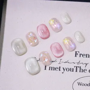 Luxury Nail Freedom! Pink Cat Eye Press On Nails, Reusable, Get Cute Nails In 5 Mins, No Salon Needed