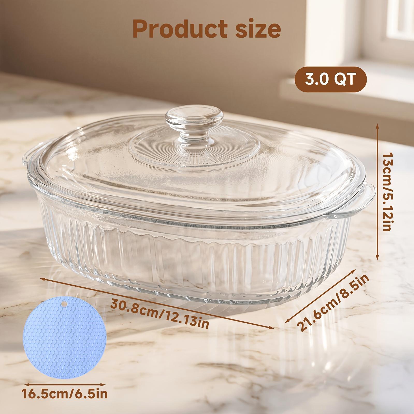 Glass Baking Dish with Lid Set, Casseroles with Glass Lids, 61oz, 95oz, Oven & Microwave Safe, Versatile Deep Glasses Food Container for Baking, Cooking; with Ideal for Desserts, Chicken, Pasta, for Holidays