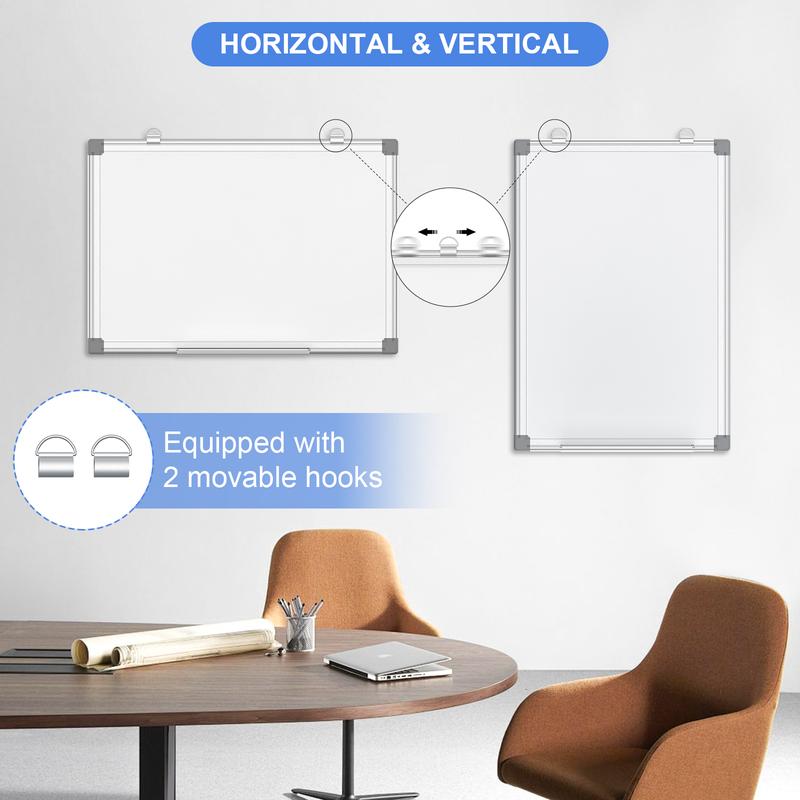 Magnetic Whiteboard/Dry Erase Board, 18 x 12 Inch, Includes 4 Magnets, 4 Markers, 1 Eraser, and 1 Detachable Pen Tray - Perfect for Office, School, and Home