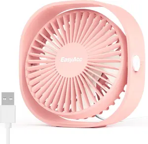 Easyacc USB Small Desk Fan, Slumber Pod Fan [360°Rotatable Head &Powerful ] 3 Speeds Portable Personal Table Travel Fan for Sleeping Desk Cruise Ship Dorm Bedroom Office Office (No Battery) EasyAcc