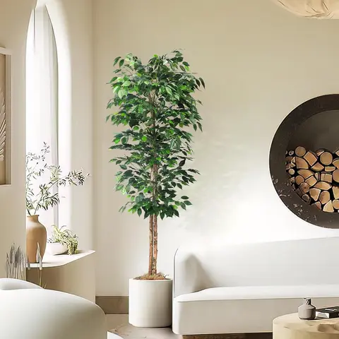 6ft Artificial Banyan Tree - Sturdy Plastic Pot Included - Indoor & Outdoor Decoration - Perfect Housewarming Gift Tropical Fake Plants Decorative
