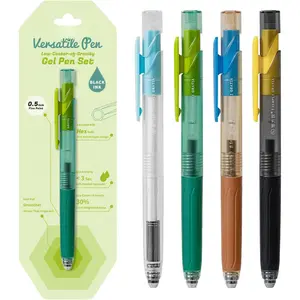 cute Pastel Ballpoint Pens Fine Point Smooth Writing Pens, 0.5mm Black Gel Ink pen, Quick-Dry Retractable with  Grip, 4 count - Morandi Colors for Office, School Supplies & Journaling