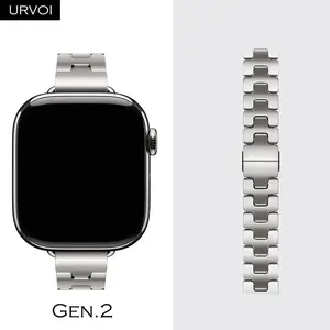 URVOI Satiné Grand H Fin Band for Apple Watch Series 11 10 9 8 7 6 SE 3 Girl Slim Strap Smart Watch Straps Smartwatch Strap Accessories Wearable seamless adapters butterfly clasp gen.2