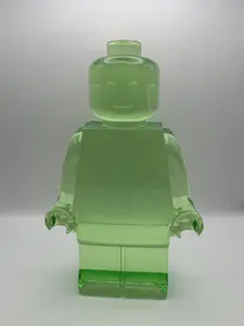 Green Sparkle Resin Robot 11" Tall Handmade Resin Figure - 1-of-1 Art Piece for Nursery & Office Decor