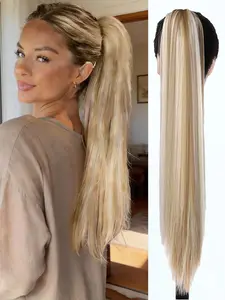 KAIRIYA 26" Sleek Straight Ponytail – Voluminous Clip-In Hairpiece for Women, Natural Fluffy Look, Perfect for Holiday Parties & Everyday Wear