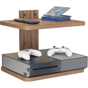 Floating Shelf, Shelf Holds Up to 22lbs, Wall Mounted Shelves For Projector, DVD Players, Cable Boxes, Game Consoles, Living Decor Accessories, 2 Shelves, Wood