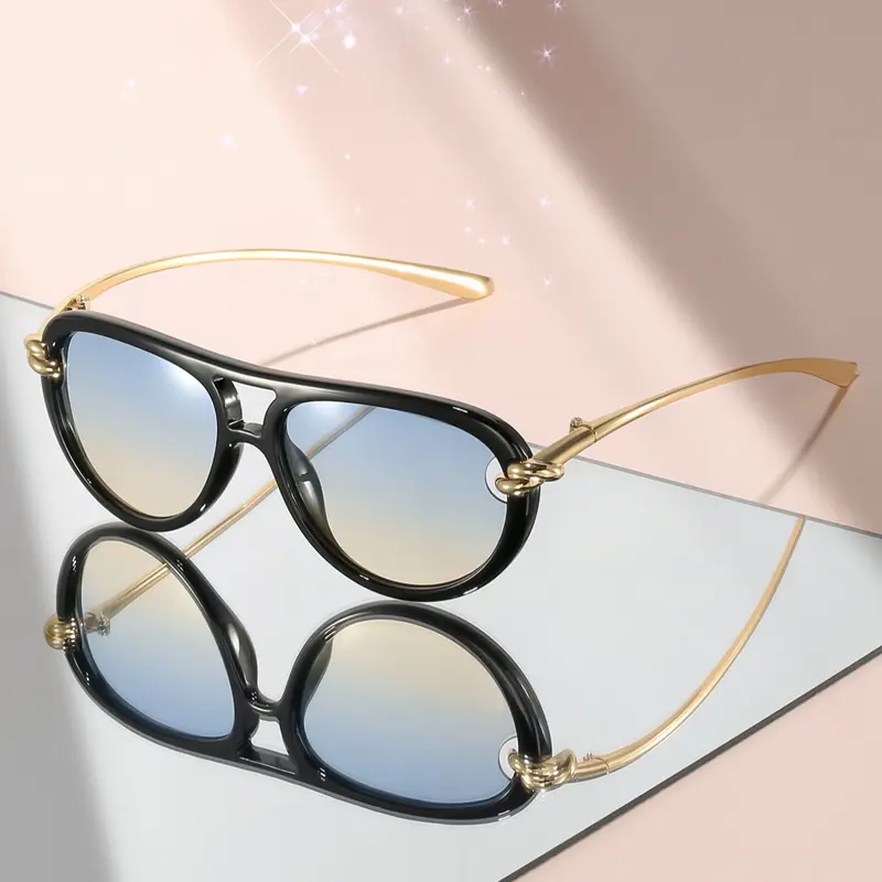 Large Frame Retro Sunglasses, Dual Bridge Design, Knots, Street Style, Fashion Accessory, Trendy Shades, Trendy Styling Sunglasses, Vintage Trendy Sunglasses, Fashionable Sunglasses, Stylish Sunglasses