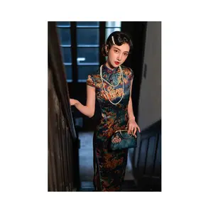 Vintage Floral Qipao Dress | Neo-Chinese Cheongsam, Modern Oriental Dress, Elegant Evening / Daily Wear