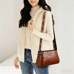 Classic Crossbody Shoulder Bag with Zipper, Minimalist Everyday Purse for Women with Adjustable Strap