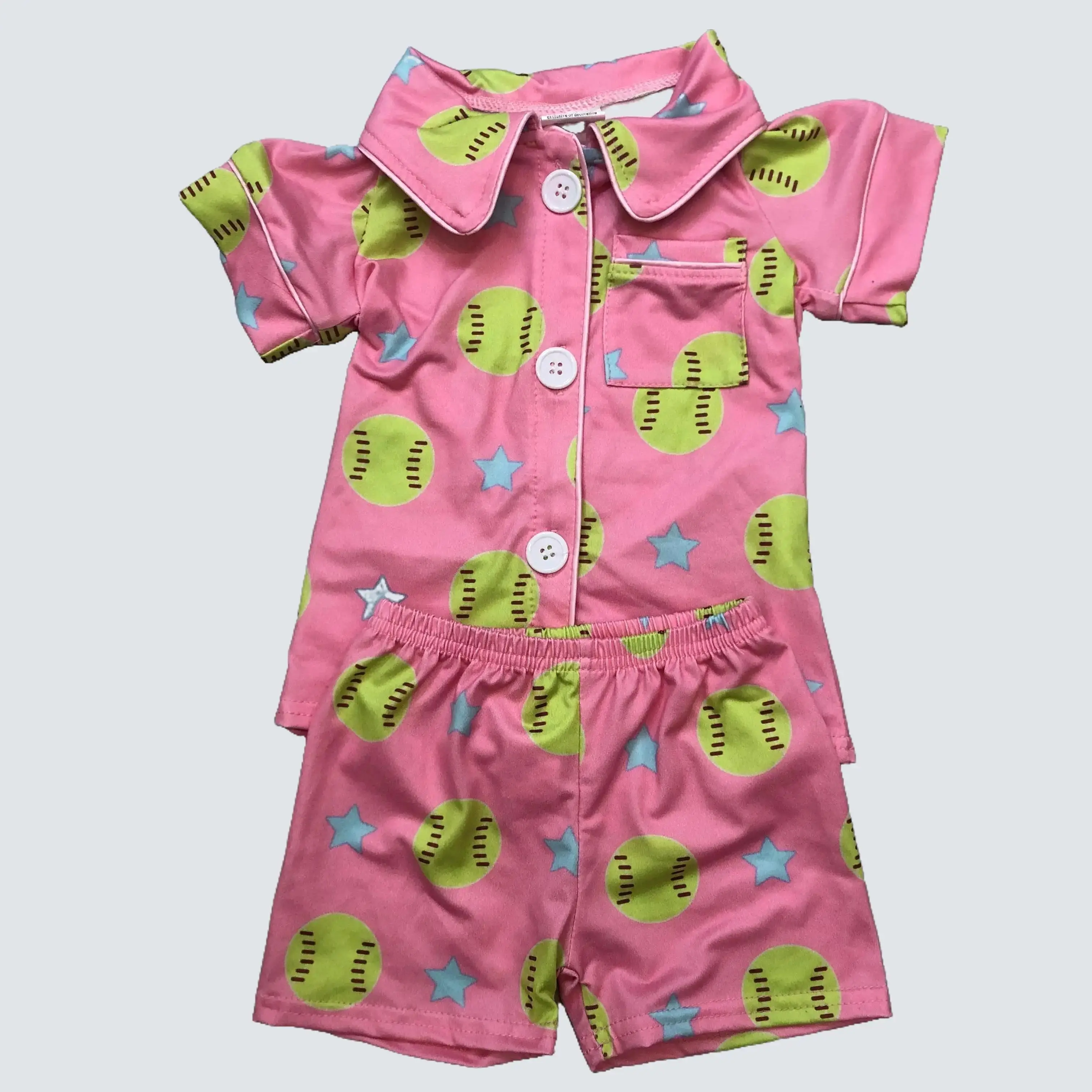 girl summer pajamas set baseball girl summer sleepwear summer clothing set