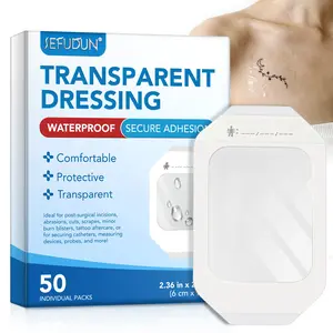 SEFUDUN Transparent Film Dressing, Patch (6x7 cm), 50 pieces, hypoallergenic and gentle on the skin, blends seamlessly with the skin, elastic material, allows for easy monitoring of skin conditions, protects the treated area, waterproof