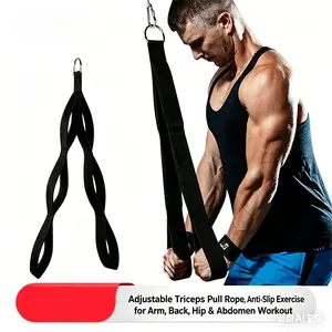 6-Loop Triceps Rope, Non-Slip Comfort Grip Cable Machine Accessories for Full Body Strength Training