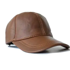 Lukkizara Leather Baseball Cap 100% Real Lambskin Adjustable Visor Classic Six-Panel Design Tan Color Sports Visor for Men Women