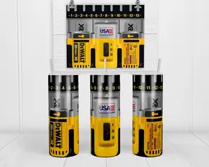 Power Drill 20oz Skinny Tumbler | with Lid and Straw | Holographic Gift Box | Birthday Gift for Him | Handyman Gift | For Husband | Travel Coffee Mug | Bottle Drinkware