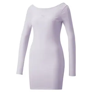 PUMA Womens Classics Ribbed Long Sleeve Mini Dress Casual Casual - Purple