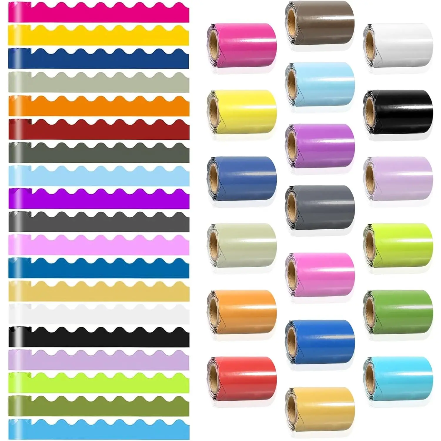 20 Packs Scalloped Bulletin Board Borders 20 Colors 328 Feet Classroom Rolled Trim Decoration for Bulletin Board and Wall
