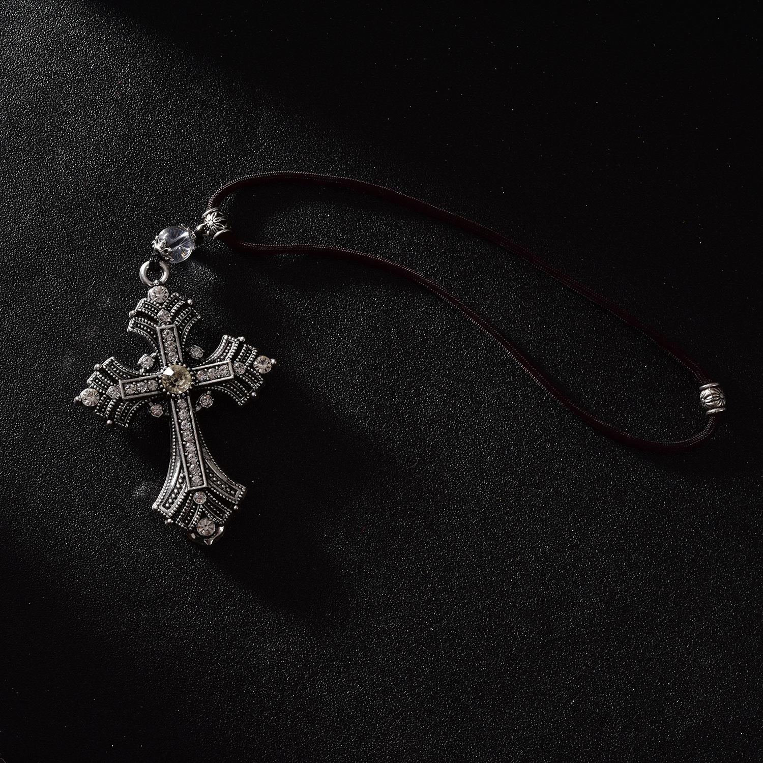 Alloy Crystal Diamond Pendant, Cross Car Ornament, Peace Pendant, Car Interior Decoration