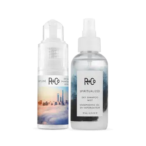 R+Co Clean Slate Dry Shampoo Duo - SKYLINE Powder & SPIRITUALIZED Mist for Oily Roots, Lightweight Oil Absorption, Fresh Haircare Cleanser