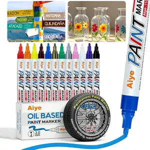 12 Color Oil Based Tire Paint Pens, Permanent Waterproof Quick Dry Medium Tip Rim Marker Pens for Car Tire Lettering, Wheel Rims Customization, Auto Repair Touch Up, Motorcycle Bike DIY Detailing