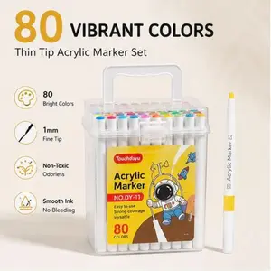 80 Colors Acrylic Marker Pens, Quick-Dry Non-See-Through, Student Youth Adult Drawing Graffiti DIY Journal Pen with Storage Box