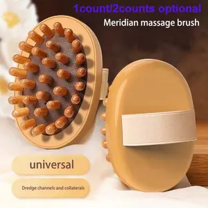 Handheld Beech Wood Massage Brush Set, Body Scrubber with Acupressure Pad, Reduces Fat Lumps, Relieves Muscle Tension, Relaxation Aid, Single Item Pack, Body Care