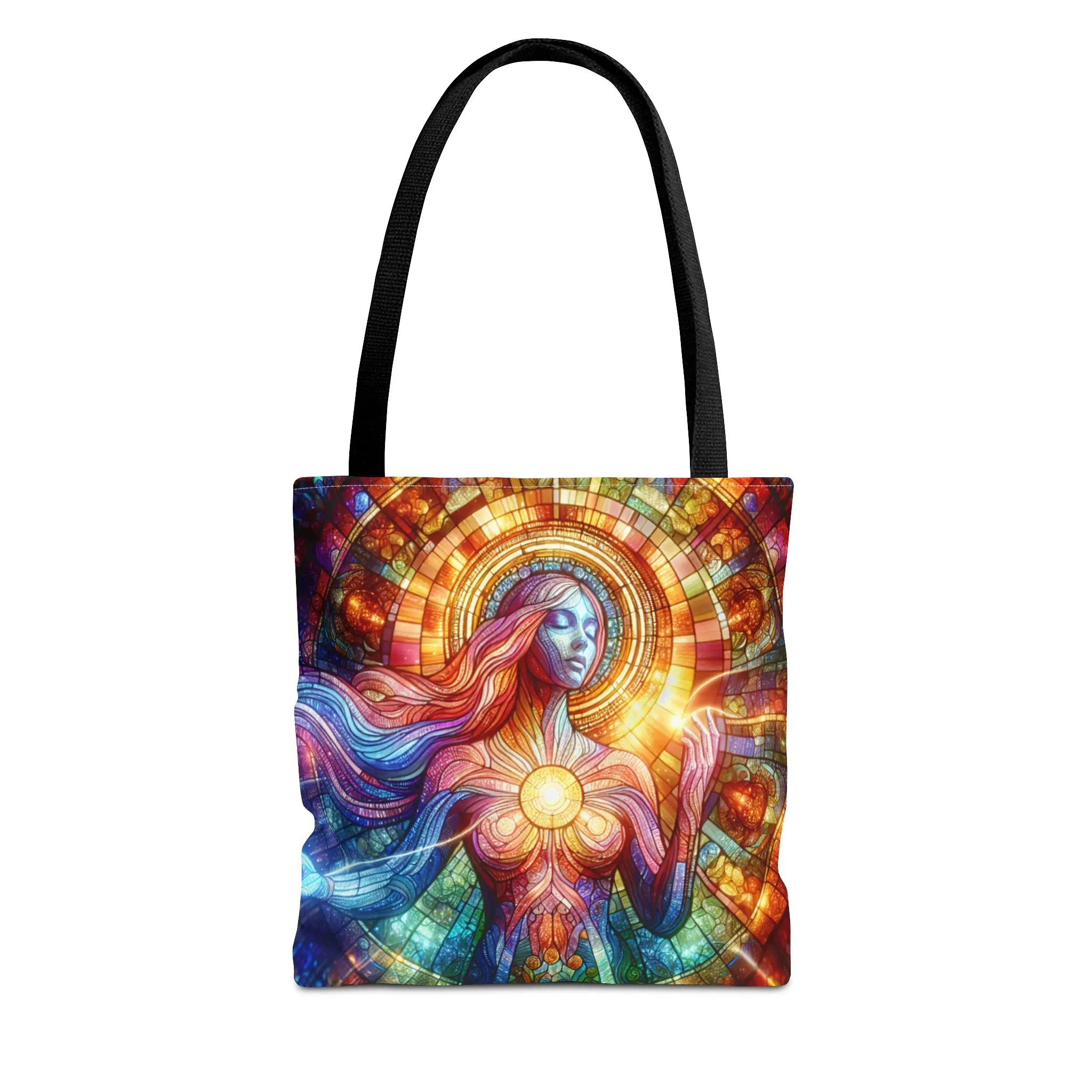 Stained Glass Goddess Tote Bag, Ethereal Handbag, Bohemian Shopper, Art Lover Gift, Eco-Friendly Bag