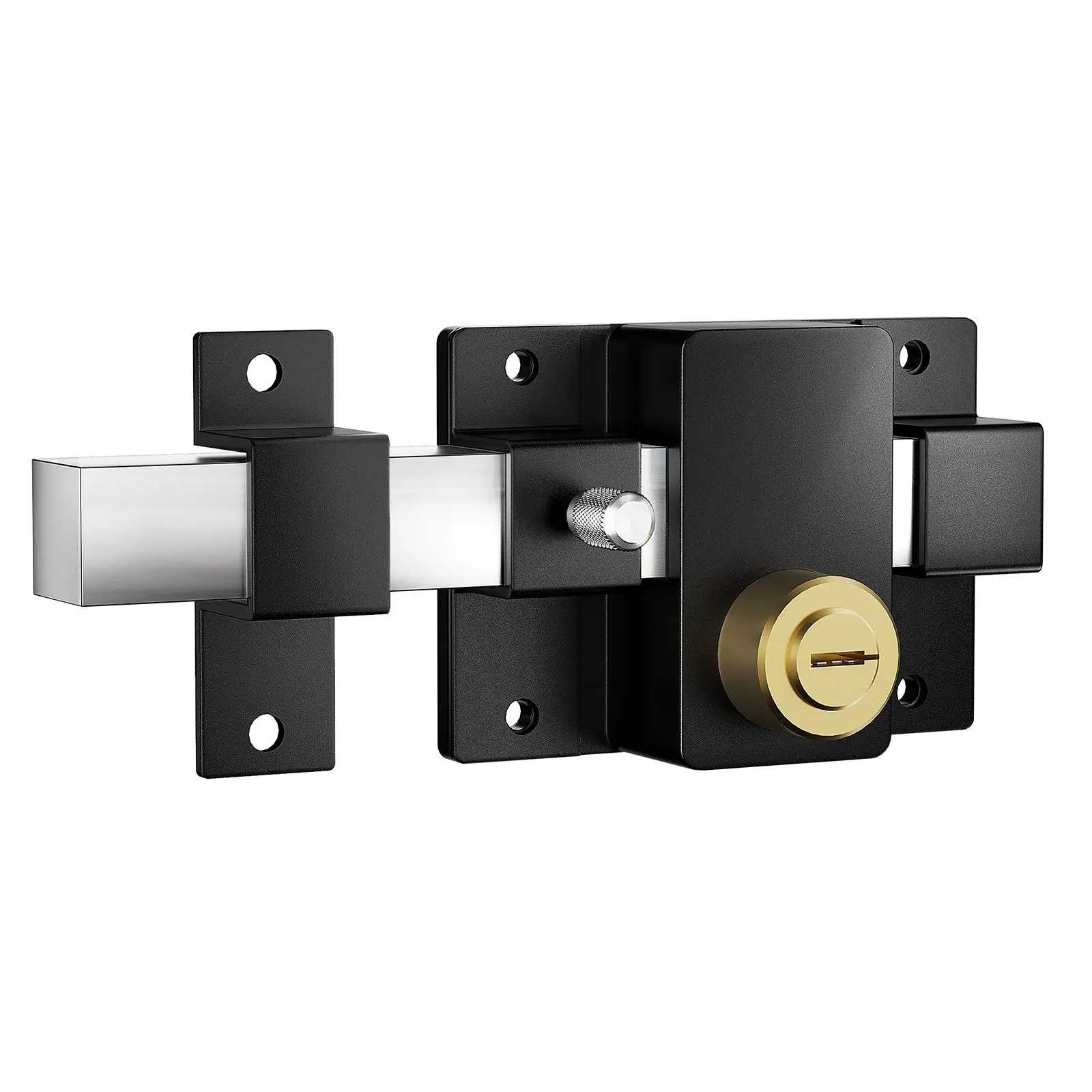 Long Throw Door Hardware Secure Lock for 40-80mm Thickness Wooden Gates, Anti-Rust Double-Sided Locking for Right & Left Use, 5 Keys Included, Stainless Steel & Strong Alloy Construction, Door Locks For Front Door