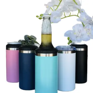 Add your own logo or design with this customizable 4-in-1 Can Cooler, choose from one of our designs or contact me for your own design. Tumbler for your drink/coffee, Fits Slim Cans, Regular Cans & bottles Bottles | Insulated Stainless Steel Can Holder