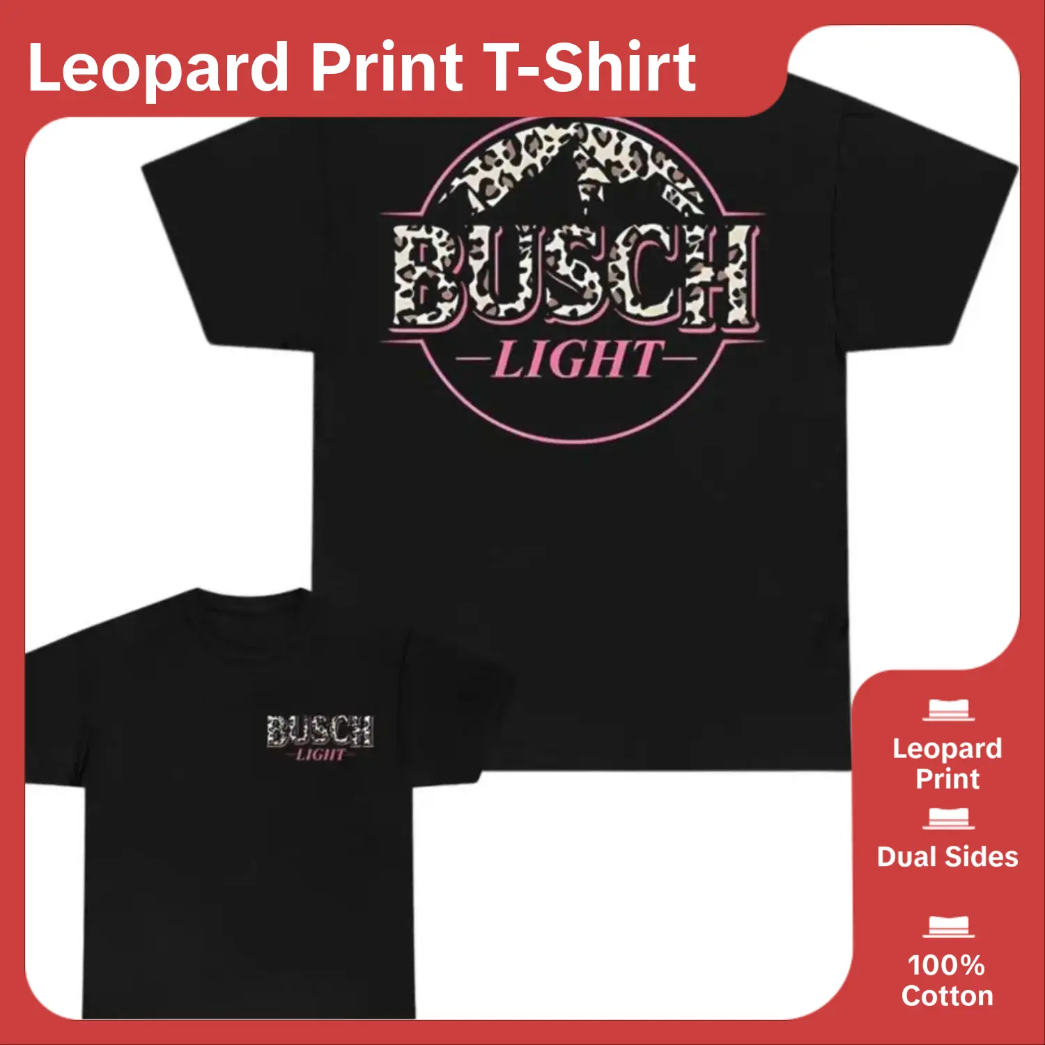 Leopard Print T-Shirt with Dual Sides Available in All Sizes and Colors Stylish Statement Pieces for Everyone