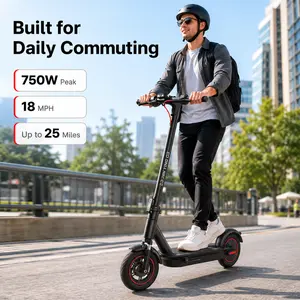 foldable electric This 750W peak foldable electric scooter is ideal for daily urban commuting. Powered by a 36V 10Ah battery, it offers a max range of up to 25miles, with a top speed of 18mph and three‑speed settings (6/12/18mph). Smart commuter e-scooter