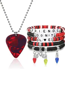 Friends Don't Lie Bracelets & Strange Necklace Set, Perfect Friendship Gift Merchandise, Stylish Jewelry Accessory for Fans, Glamour Set