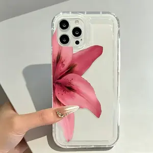 Transparent Flower Pattern TPU Air Cushion Soft Phone Case, Creative Soft Protective Cover for iPhone X XS 11 12 Pro Max 13 14 Plus 15 Pro Max XS Max 16 17 Series, Suitable as Birthday Gift or Holiday Present for Girlfriend and Family