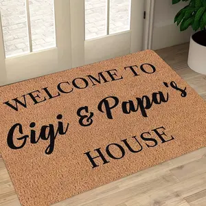Personalized Welcome To Gigi and Papa House Doormat 18 x 30 Inch Custom Front Door Mat Indoor Outdoor Entryway Rug Funny Housewarming Gift for Grandparents New Home Closing Gift Durable Non Slip Porch Patio Decor