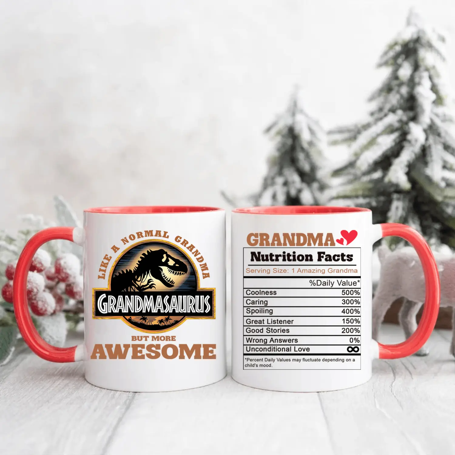 Grandmasaurus Mug, Funny Grandma Gift for Father's Day, Dinosaur Grandma Coffee Mug, Nutrition Facts Cup for Nana Mothers Day Gift