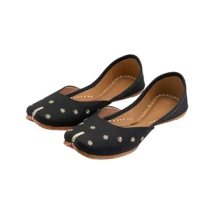 Ebony - Traditional Indian Punjabi Sandals | Juttis | Colorful Handcrafted Leather Shoes