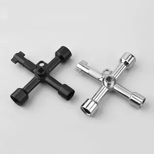 4PCS Industrial Cross Utility Wrenches, Multi Socket Wrench, Multifunctional Wrench, Multi-Shaft Design (Hex Triangle Square) Universal Service Keys for Faucet Valves Electrical Panels Elevator Doors and Maintenance Applications