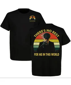 Tommy Shelby 'There's No Rest For Me In This World' T-Shirt, Peaky Blinders Thomas Shelby Tee, Vintage Style, Short-sleeved Tshirt Men's Casual Breathable