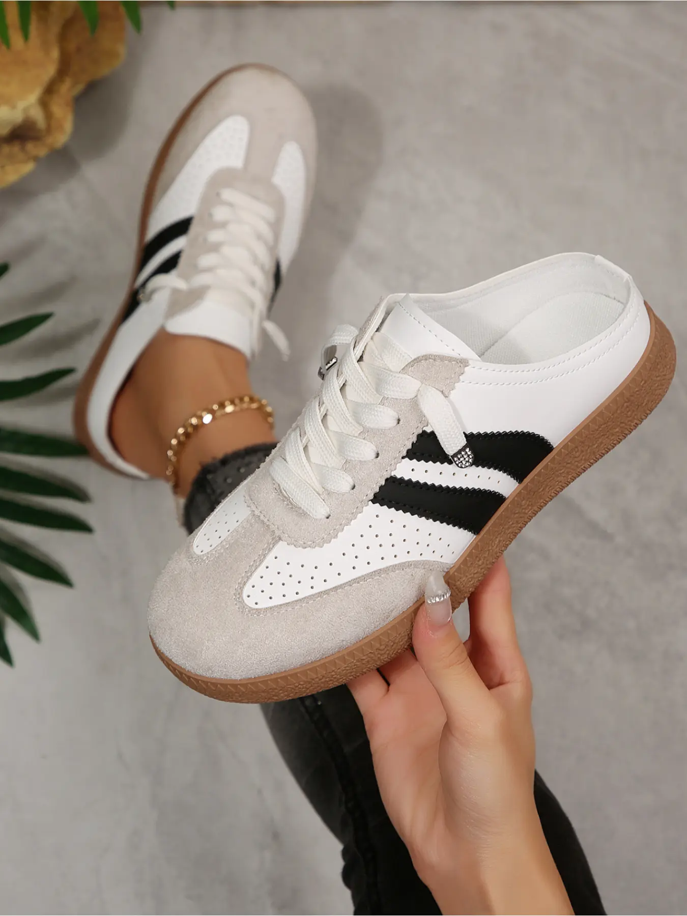 Women's Multi-Color Leopard Print & Classic Retro Sneaker Pu Leather Mules, Casual Low-Top Slip-On Shoes, 4 Colors Available, Footwear