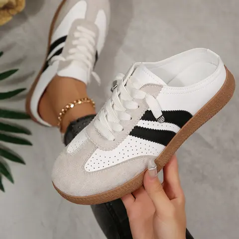 Women's Multi-Color Leopard Print PU Leather Sneaker Mules, Classic Retro Casual Low-Top Slip-On Shoes, 4 Colors Available Footwear