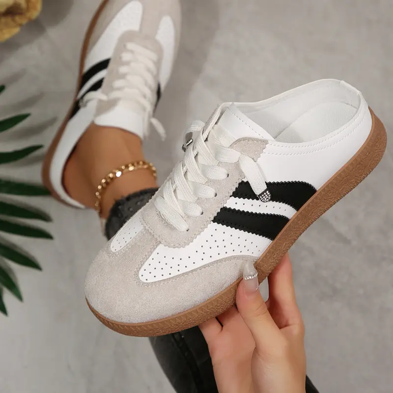 Women's Multi-Color Leopard Print PU Leather Sneaker Mules, Classic Retro Casual Low-Top Slip-On Shoes, 4 Colors Available Footwear