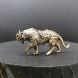 Brass Tiger Sculpture | Armor Tiger Figurine, Solid Metal Wildlife Animal Model, Vintage Home Office Desktop Decor, Collectible Gift, Home Decoration